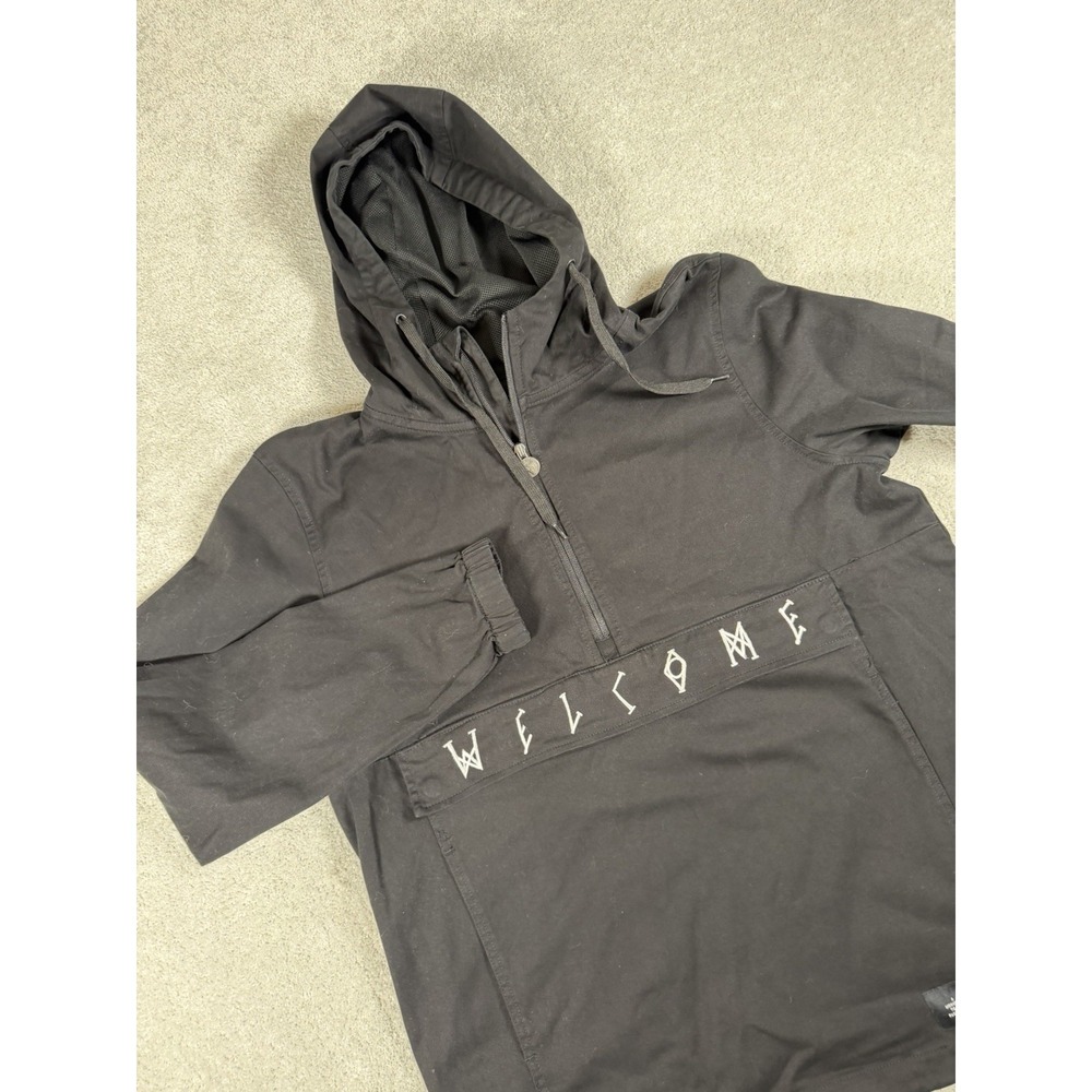 Welcome Skateboards Scrawl Jacket Men Small Black Anorak Hoodie Pouch Streetwear